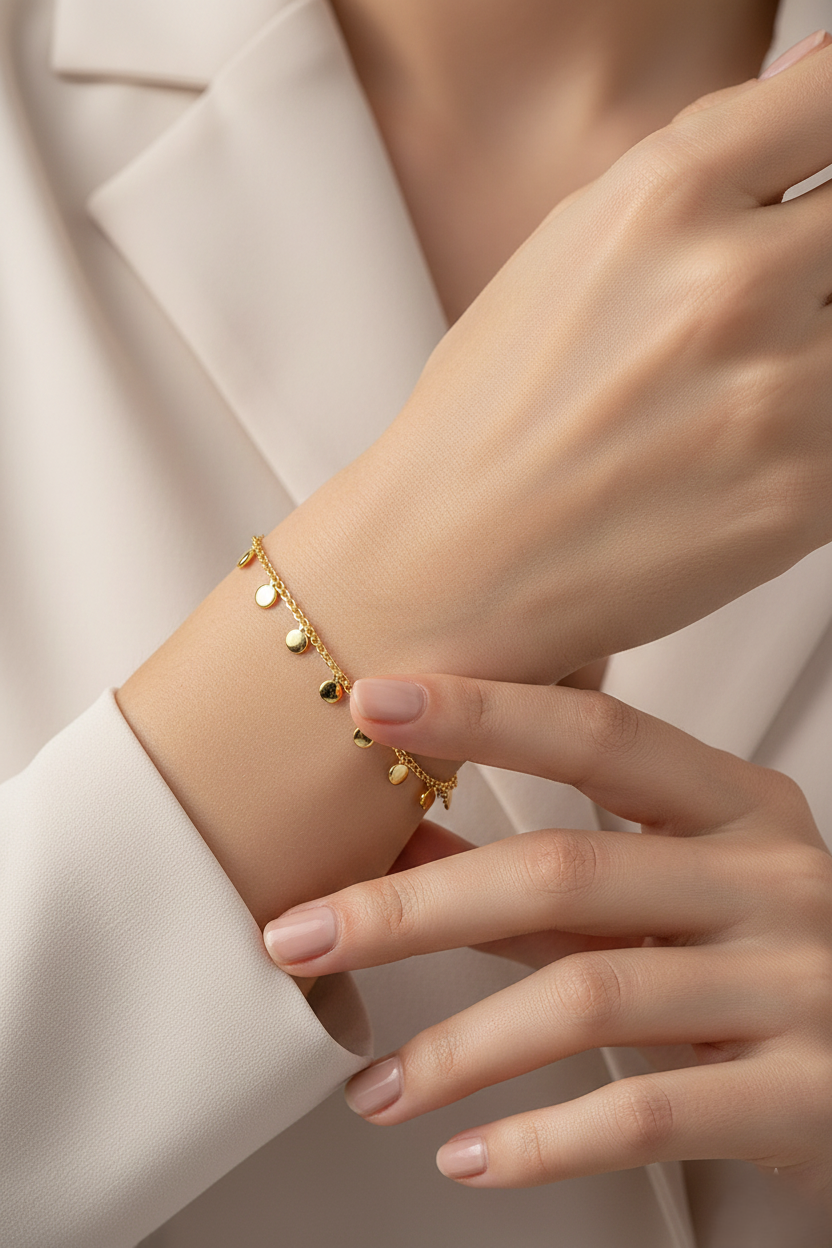Minimalist Floating Disc Charm Bracelet