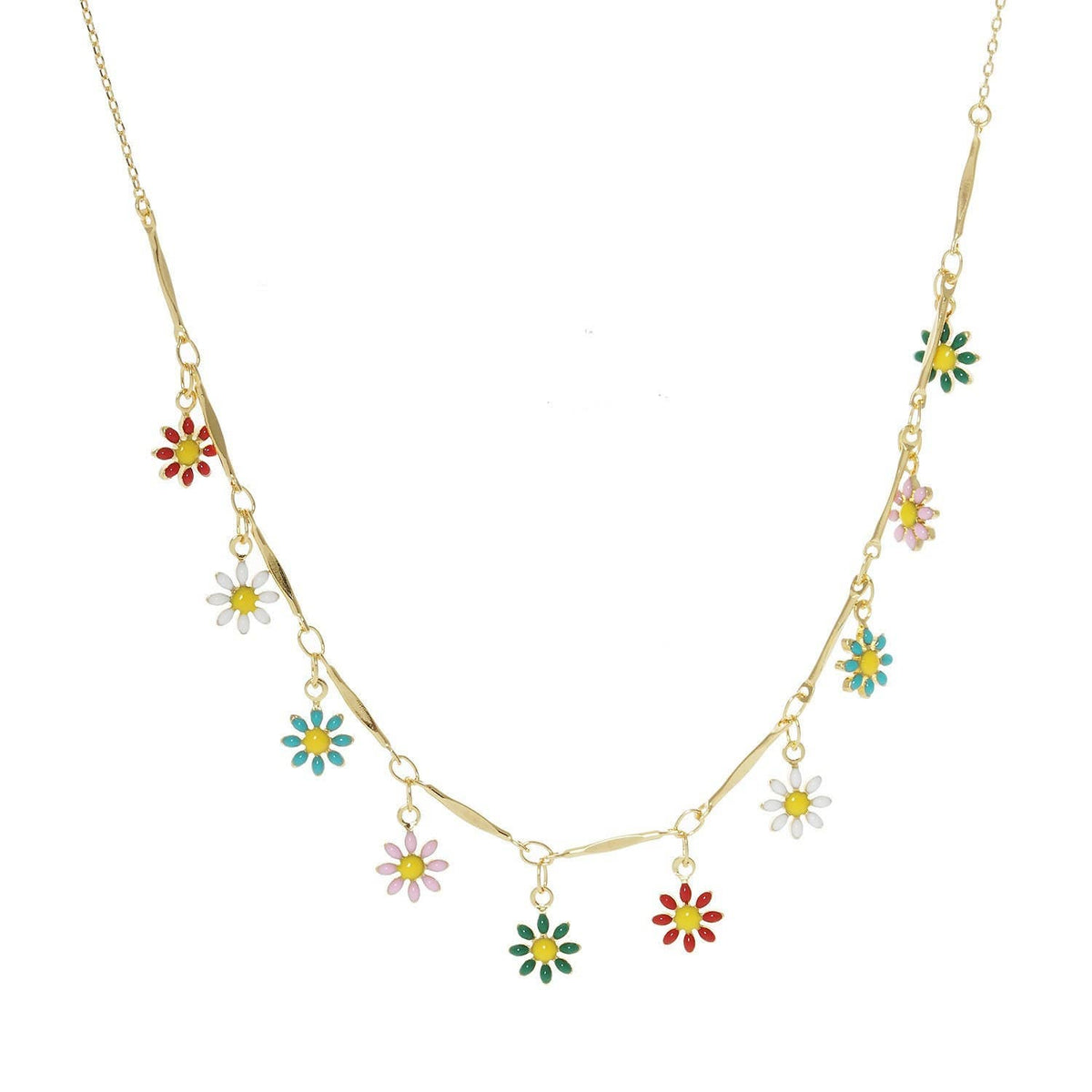 Gold Multicolor Daisy Flower Necklace