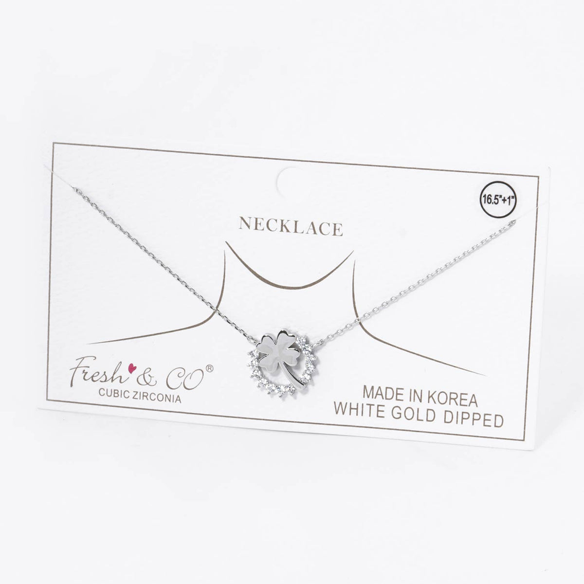 Pave Circle with Clover Pendant Necklace / 18K Gold Dipped