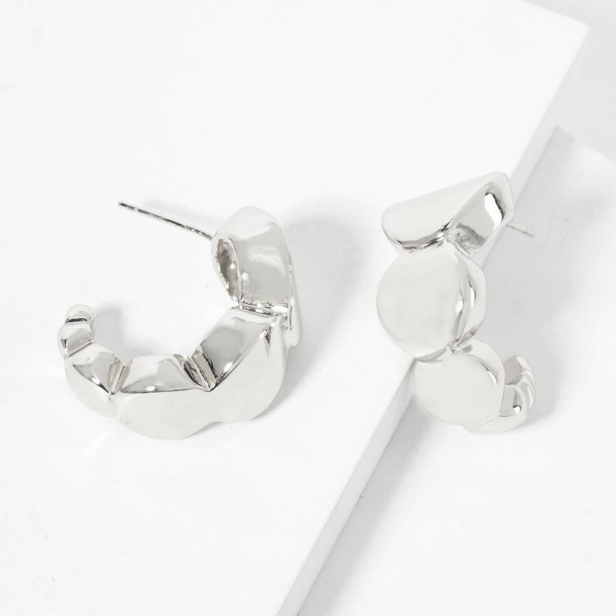 Polished Brass Graduated Ball-Shaped Hoop Earrings