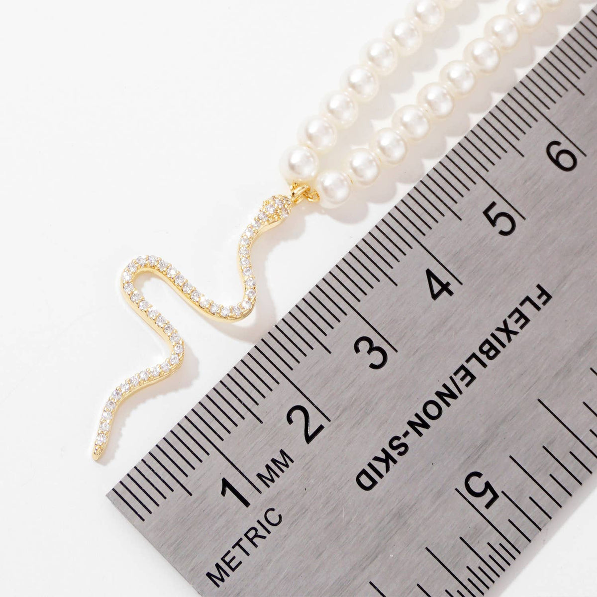 Gold Plated Pearl Snake Necklace