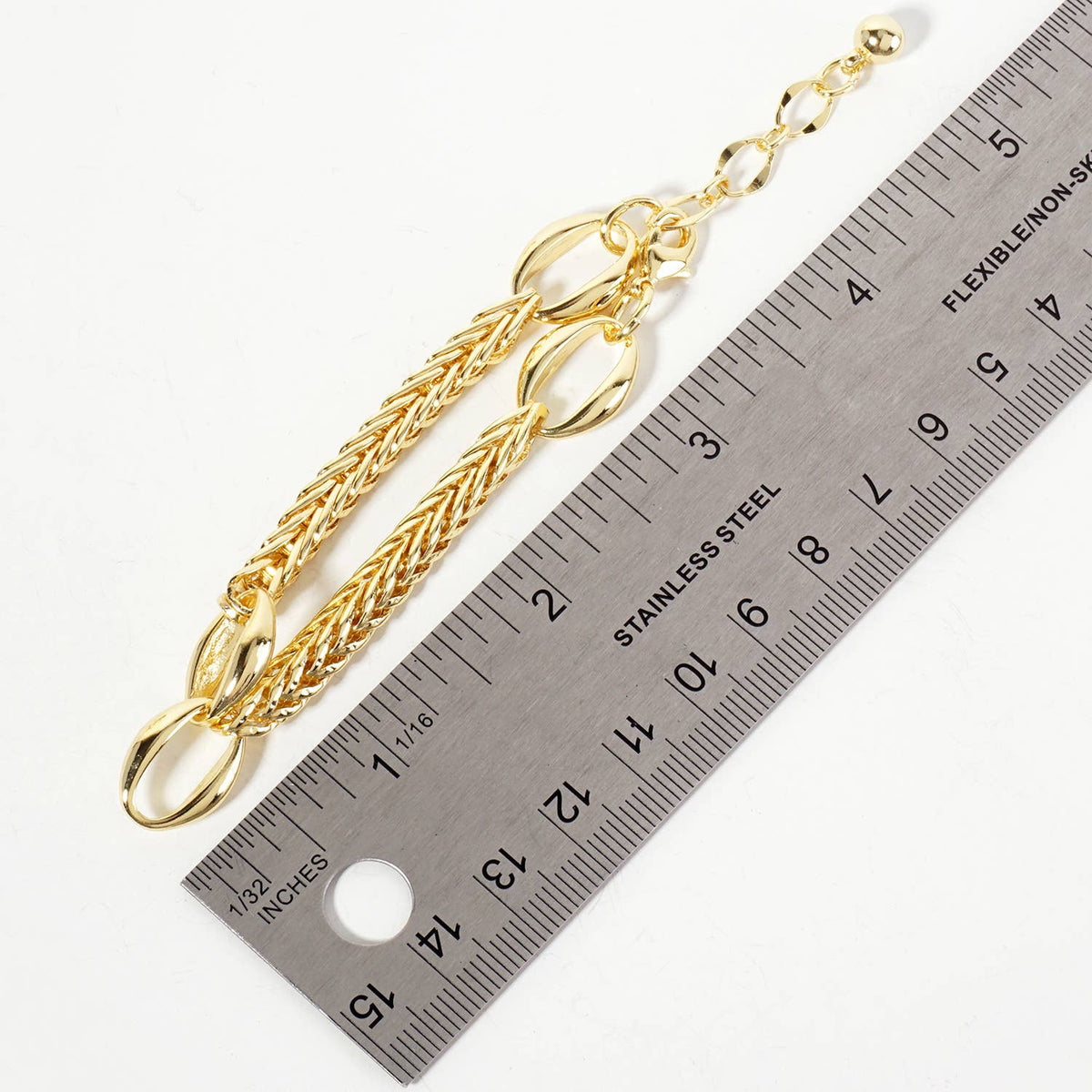 Mixed Texture Oval Link Bracelet