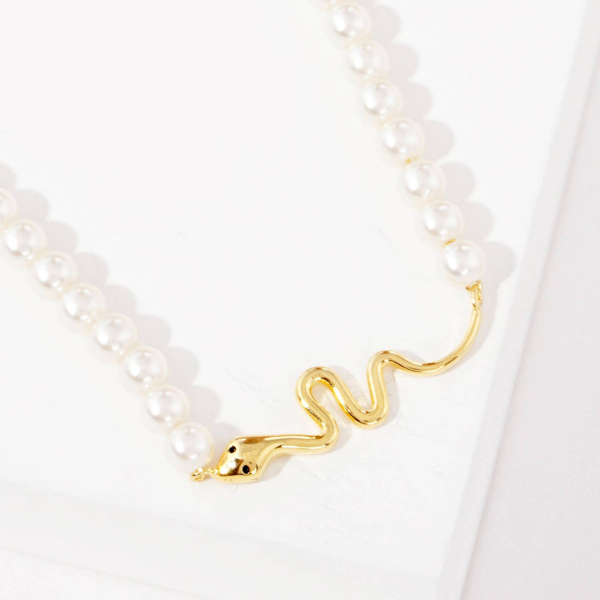 Gold Plated Pearl Serpent Necklace