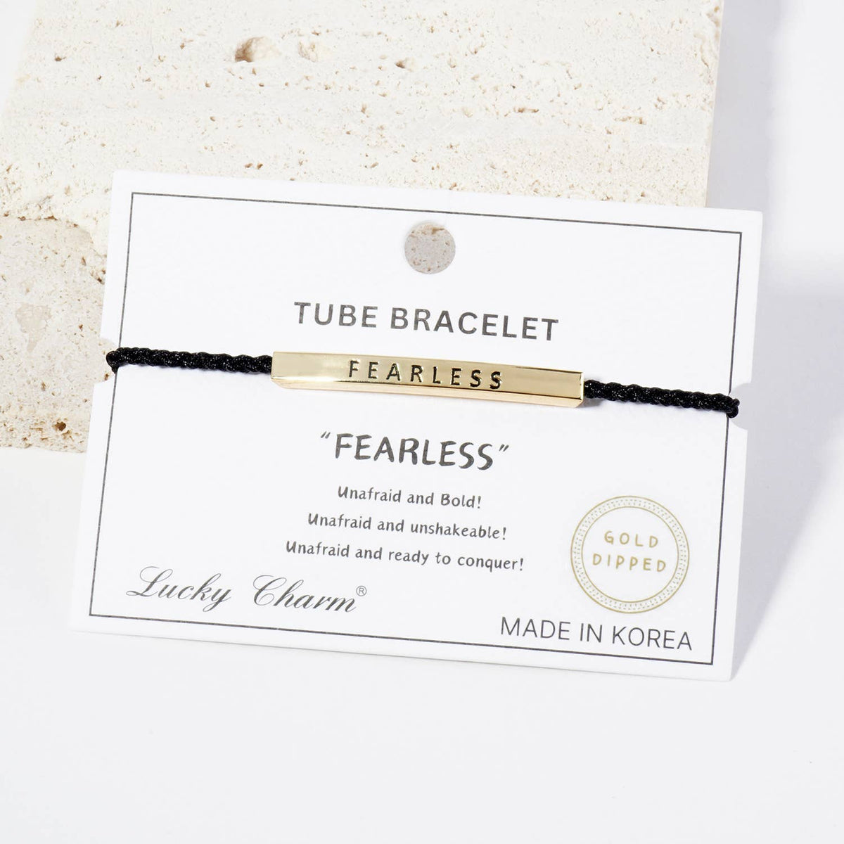 Inspirational Messages "Fearless" Tube Bar Bracelet
