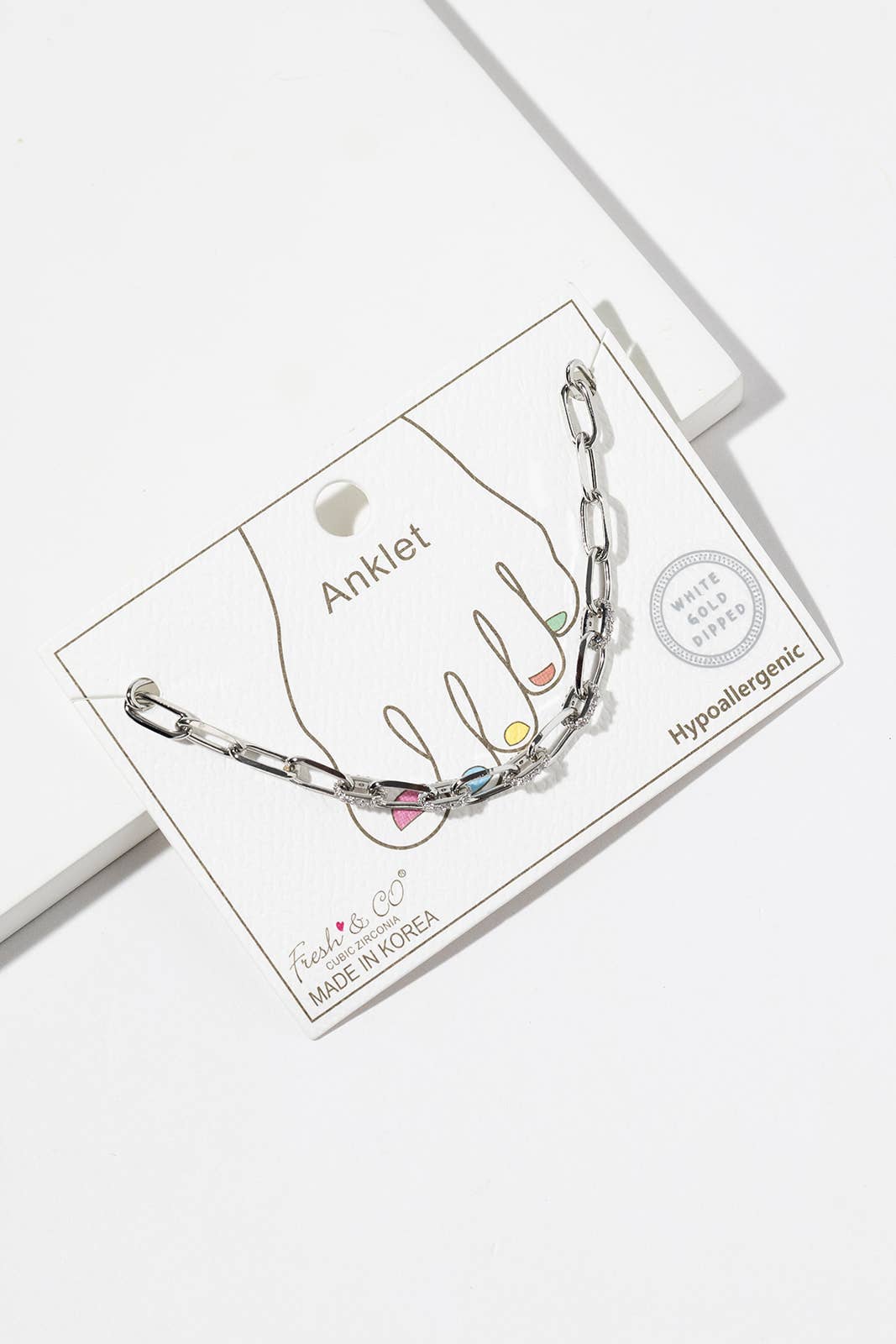 Cubic Zirconia Pave Link Paperclip Anklet