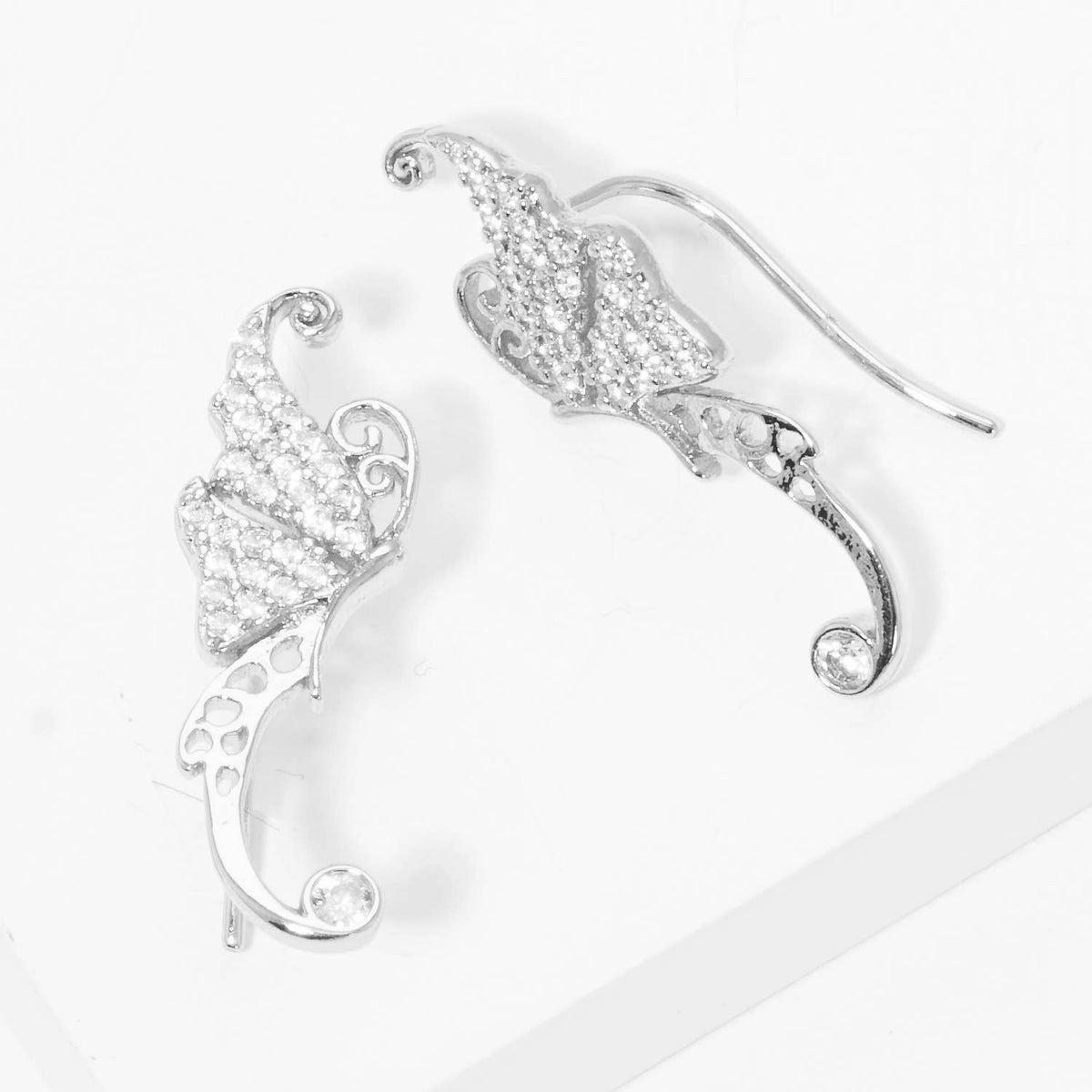 Pave Butterfly Wing Ear Crawlers