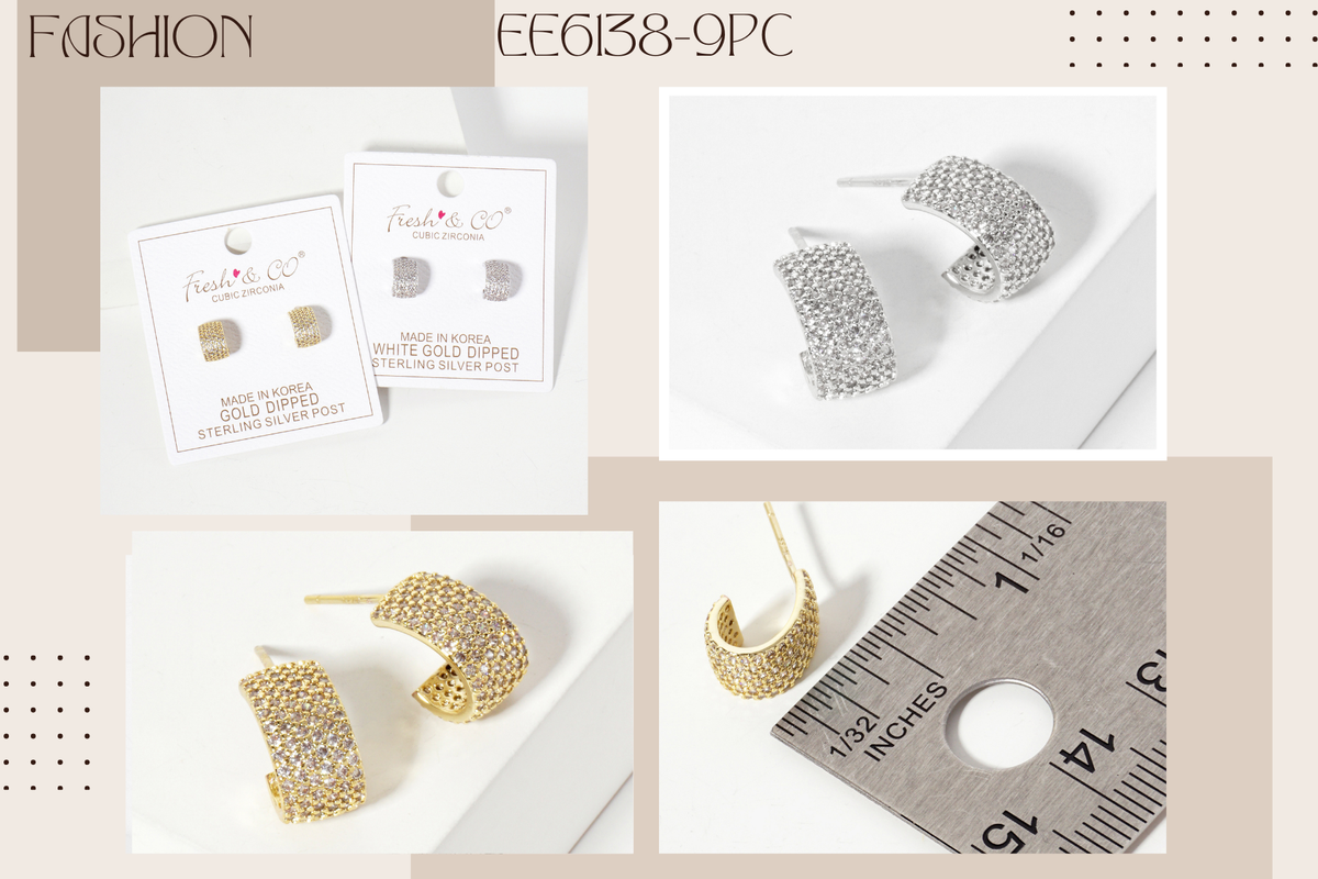 Micro-Pave-Set 12mm Open Huggie Hoop Earrings
