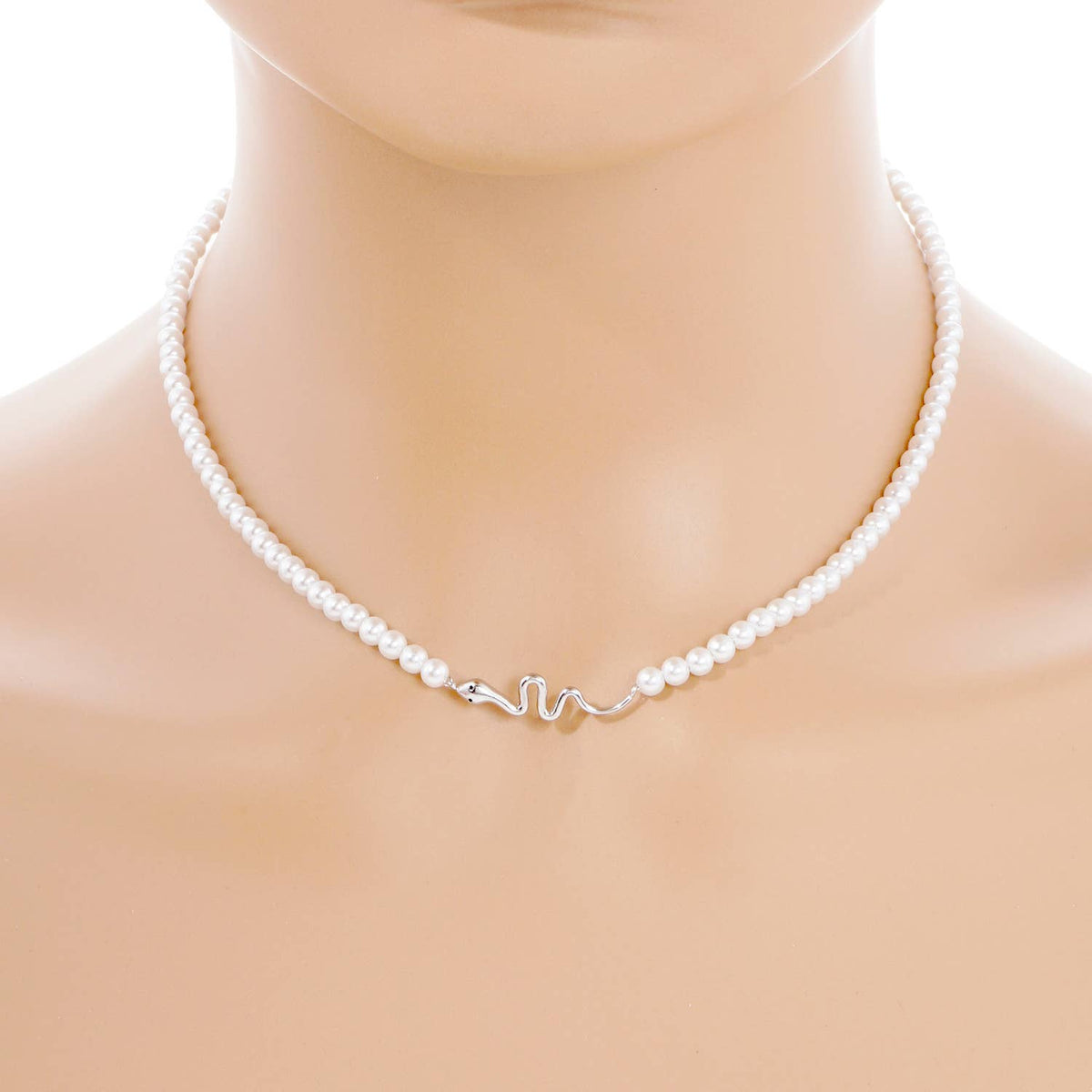 Gold Plated Pearl Serpent Necklace