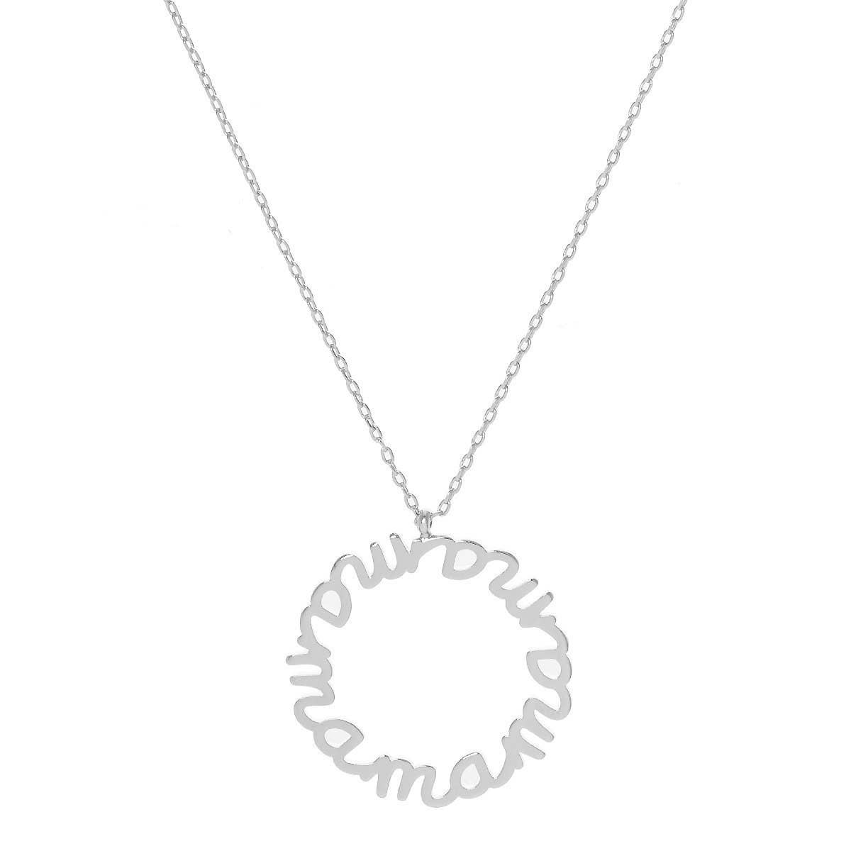 Gold Plated Round Mama Script Necklace