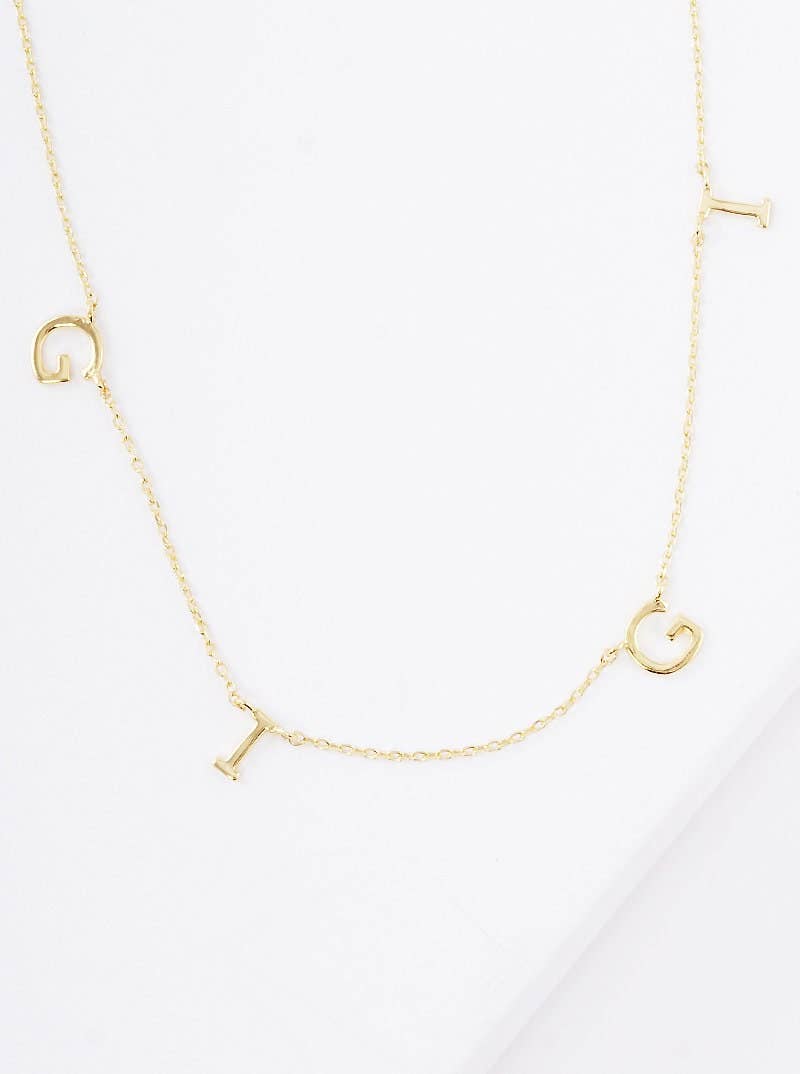 Gold Gigi Spaced Letter Necklace