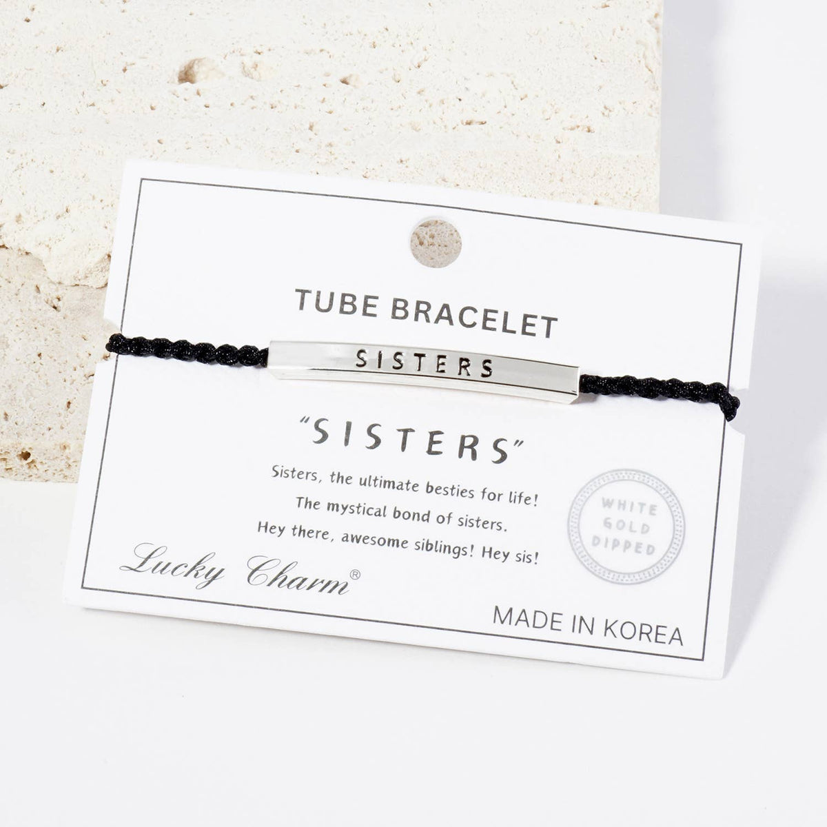 Inspirational Messages "Sisters" Tube Bar Bracelet