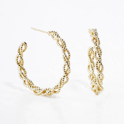 Twisted Textures Sterling Silver Post Hoop Earrings