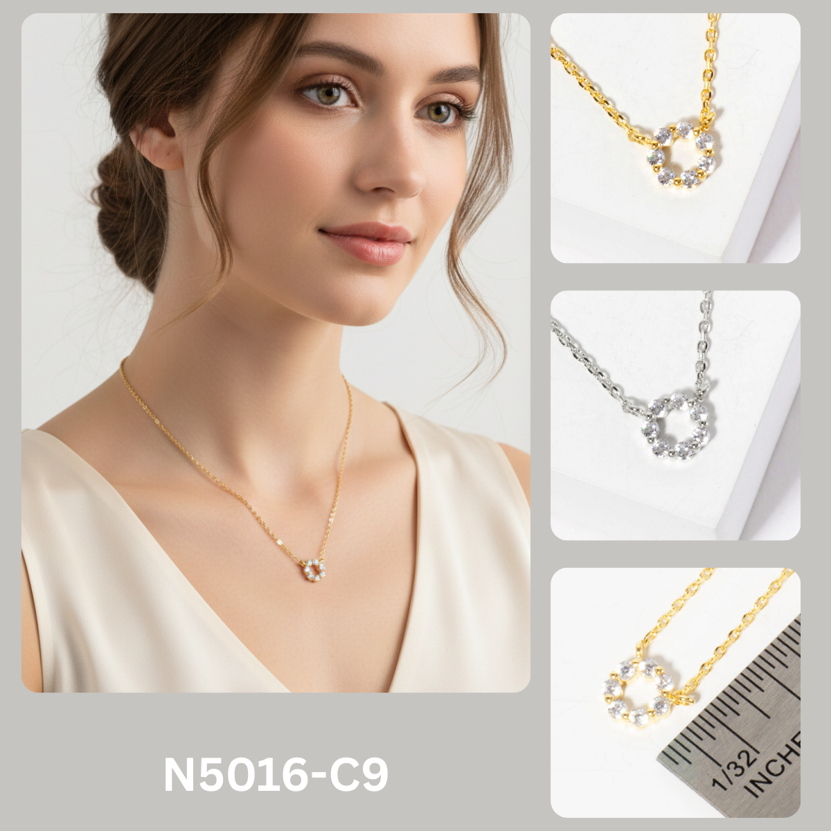 Minimalist Sparkling CZ Open Circle Pendant Necklace