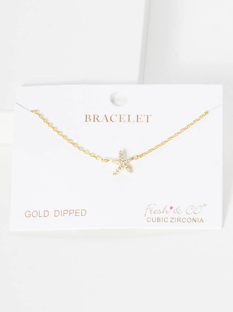 Dainty Pavé Starfish Charm Bracelet