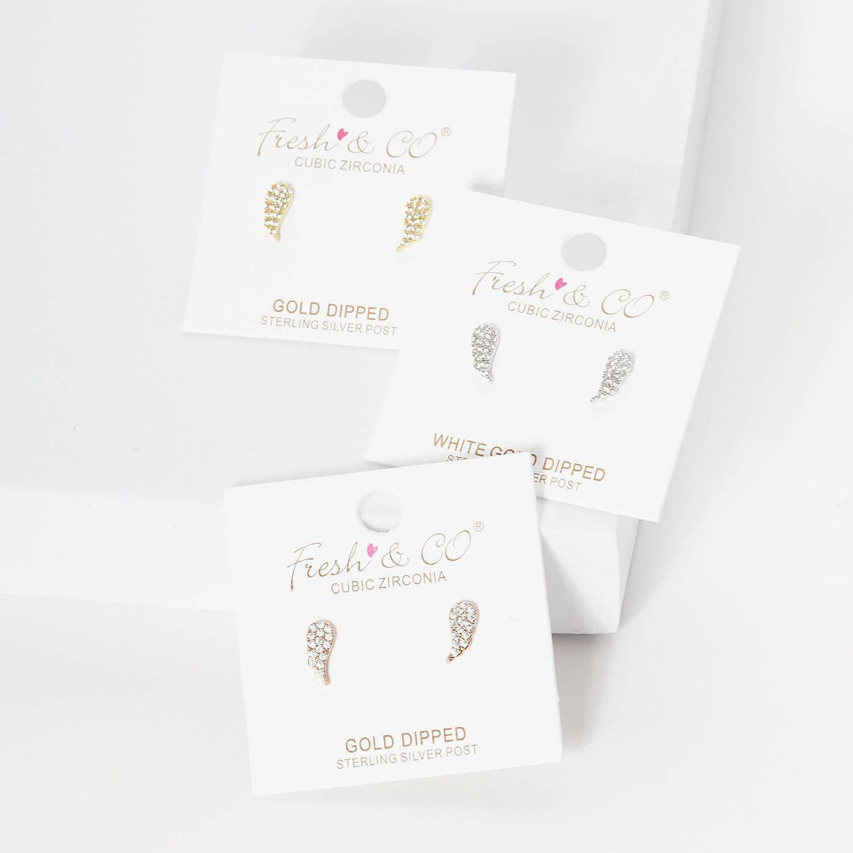 Gold Angel Wing Stud Earrings