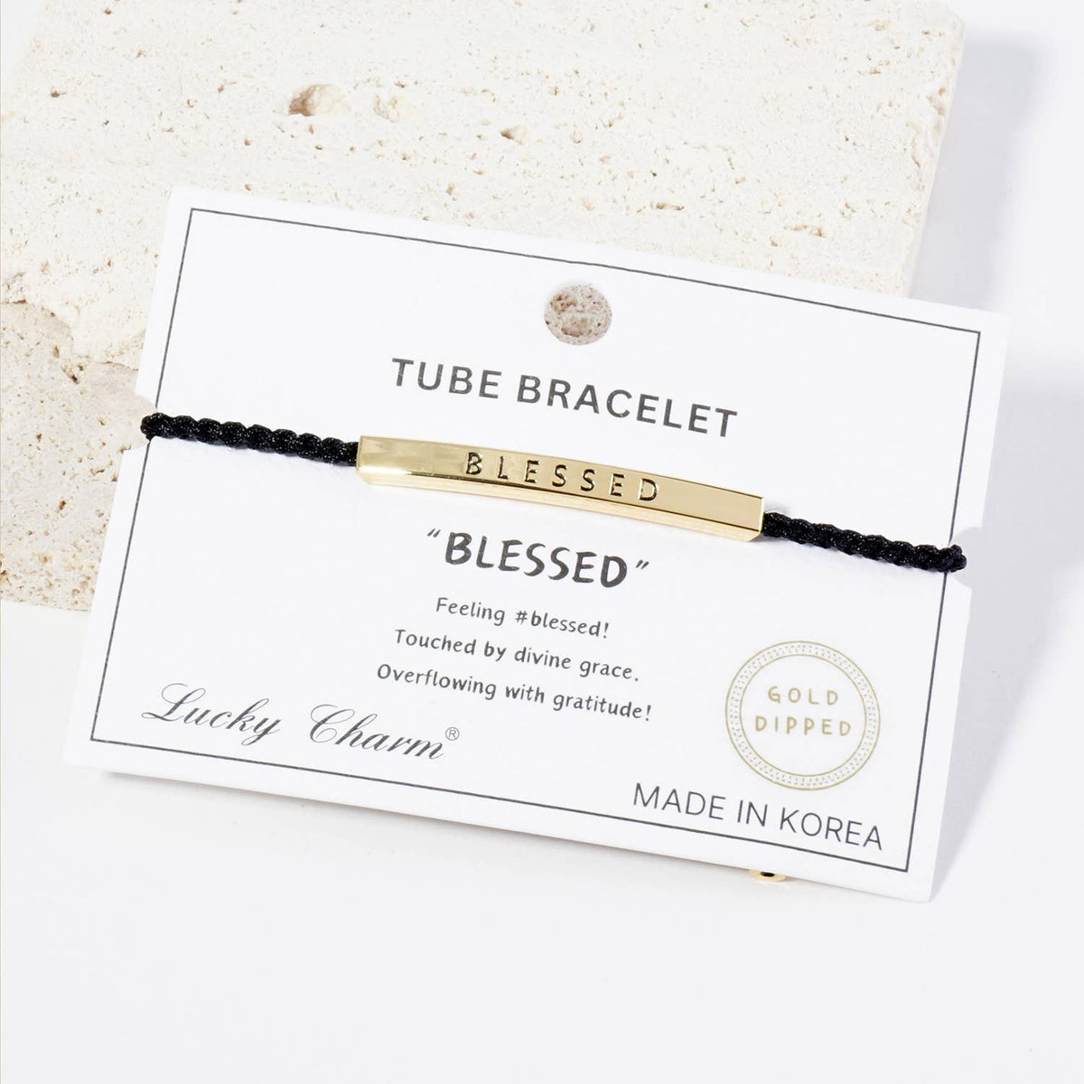 Inspirational Messages "Blessed" Tube Bar Bracelet