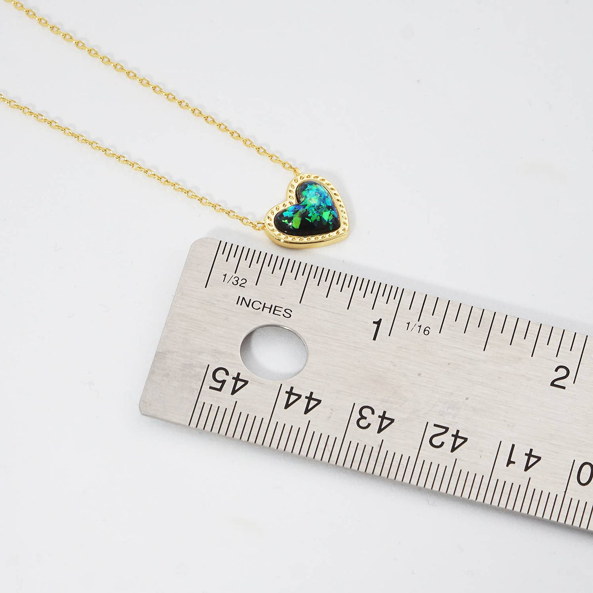 Gold Plated Opal Multicolor Heart Necklace
