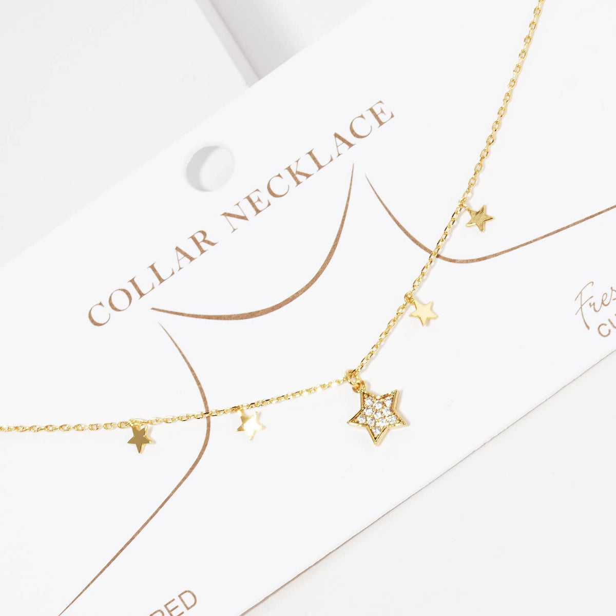 Gold Plated Multi Cubic Star Necklace