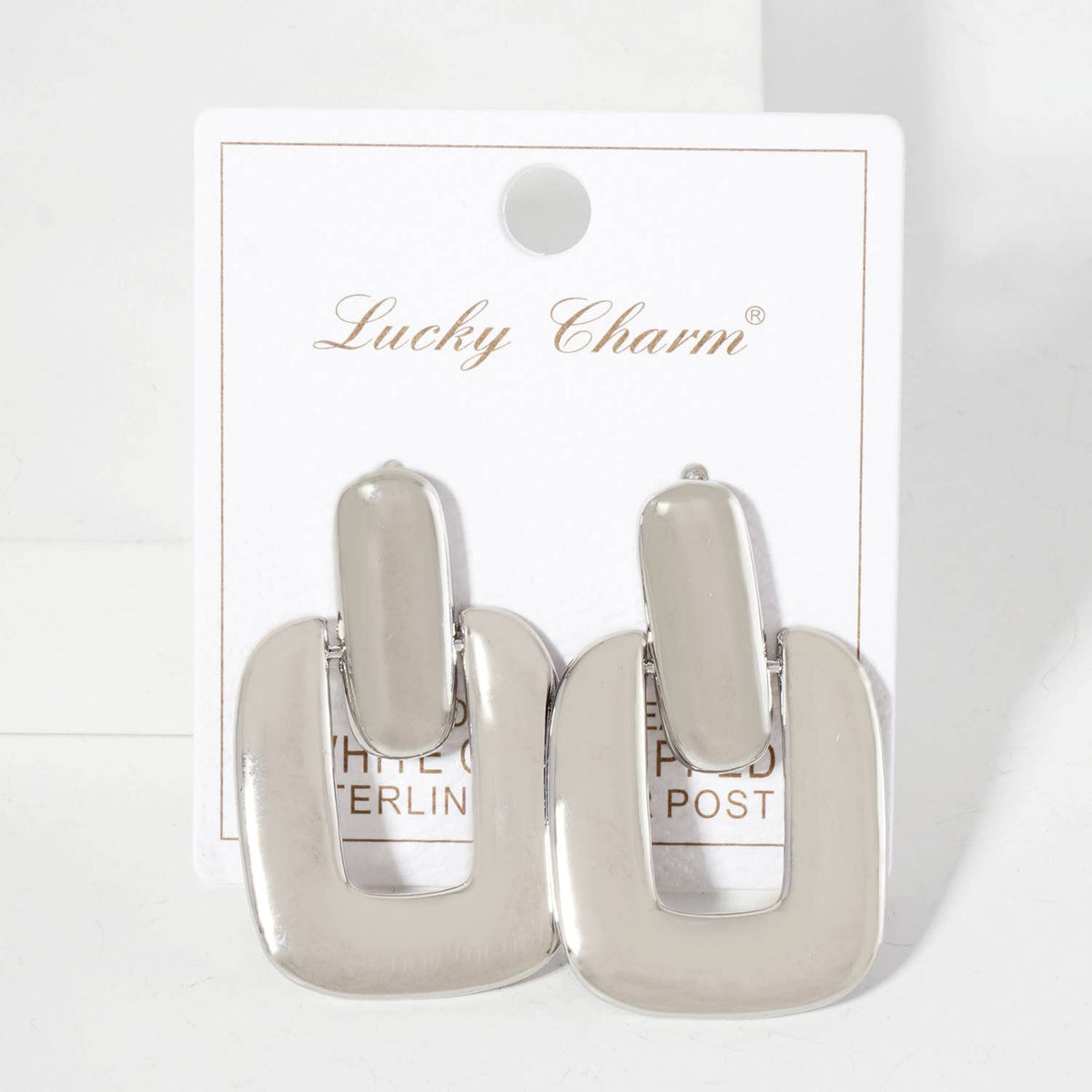 Rectangle Doorknocker Design Dangle Post Earrings