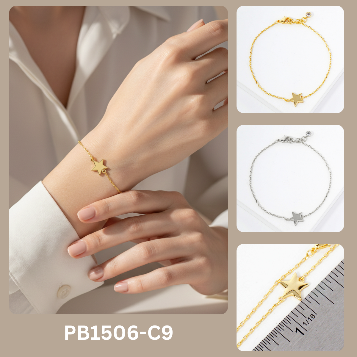 Celestial-Theme 10mm Star Chain Bracelet