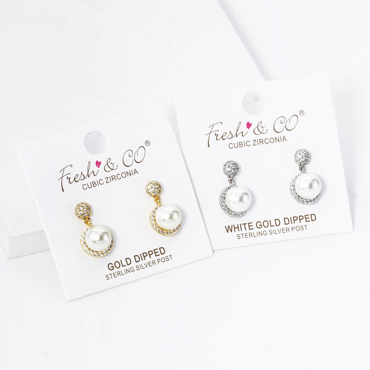 18K Gold Dipped Micro Pave Set Cubic Zirconia 7mm Pearl .