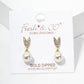 18K Gold Dipped Glass Pearl Drop CZ Pave Heart Post Earrings