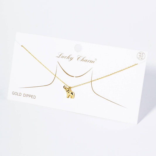 18K Gold Dipped Brass Elephant Pendant Necklace