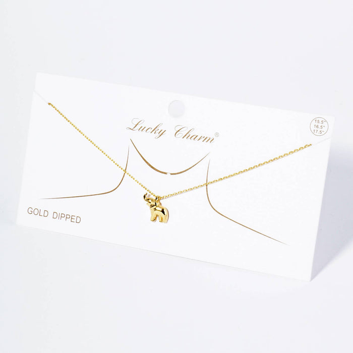 18K Gold Dipped Brass Elephant Pendant Necklace