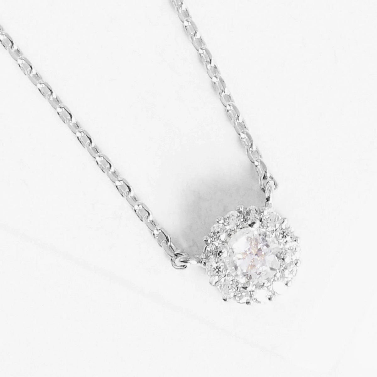 Minimalist Round Halo Cubic Zirconia Pendant Necklace