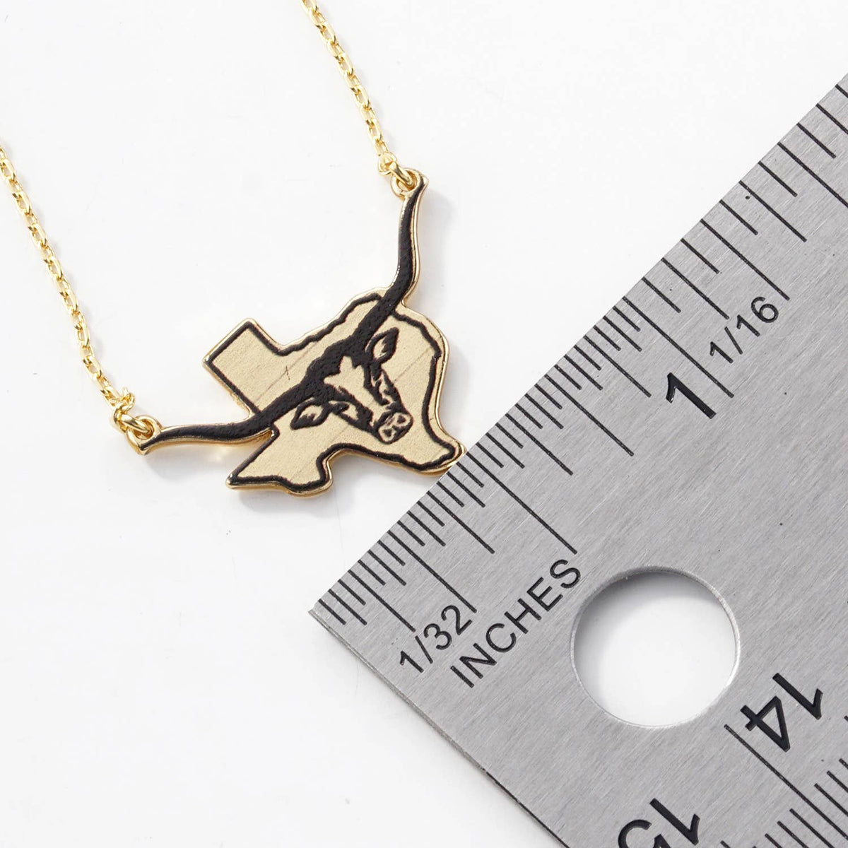Texas Longhorn Outline State Pendant Necklace