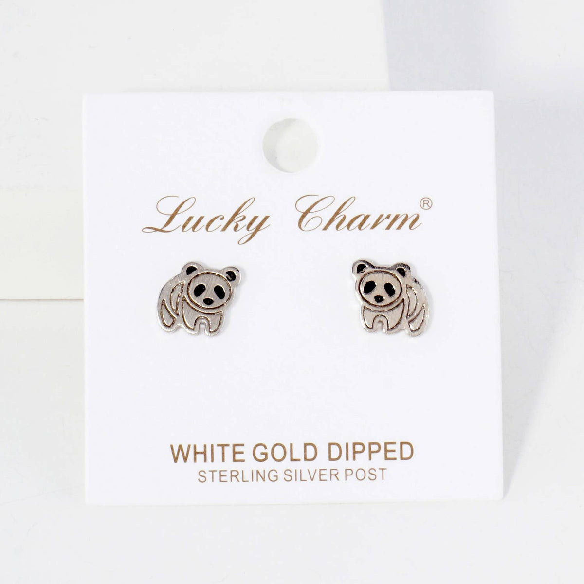 Animal-Theme Brushed Brass 10mm Panda Stud Earrings