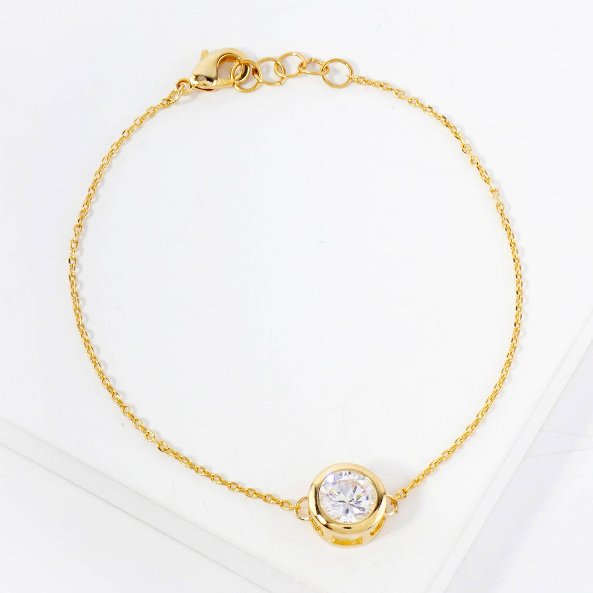 7mm CZ-Stone 18K-Gold-Dipped Chain Bracelet