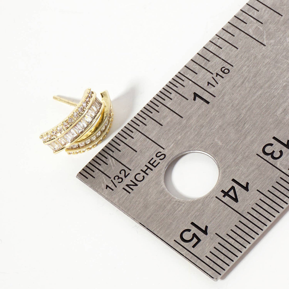 Soft-Curve with Dual-Row Pave CZ Setting Stud Earrings