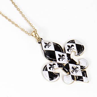 Gold Plated Dalmatian Fleur De Lis Necklace