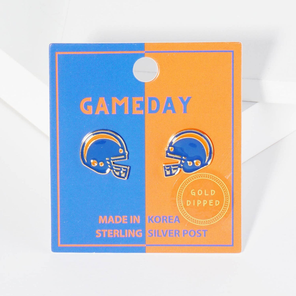 18K Gold Dipped Enamel Football Helmet Game Day Stud Earring