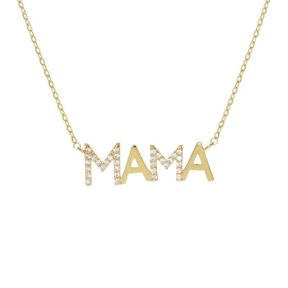 Gold Cubic Mama Initial Necklace
