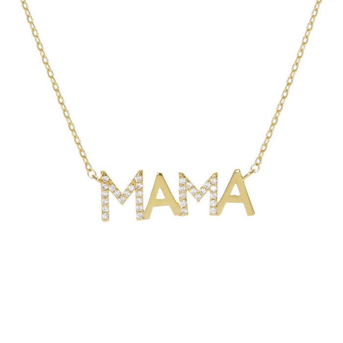 Gold Cubic Mama Initial Necklace