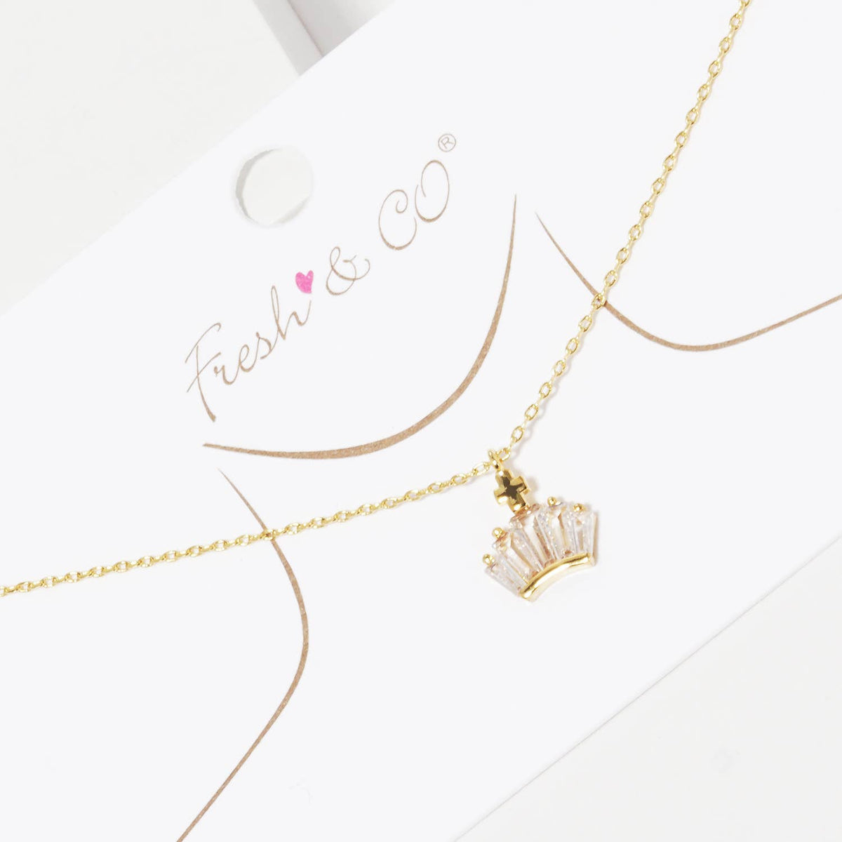 Baguette Crystal Crown & Cross Pendant Necklace