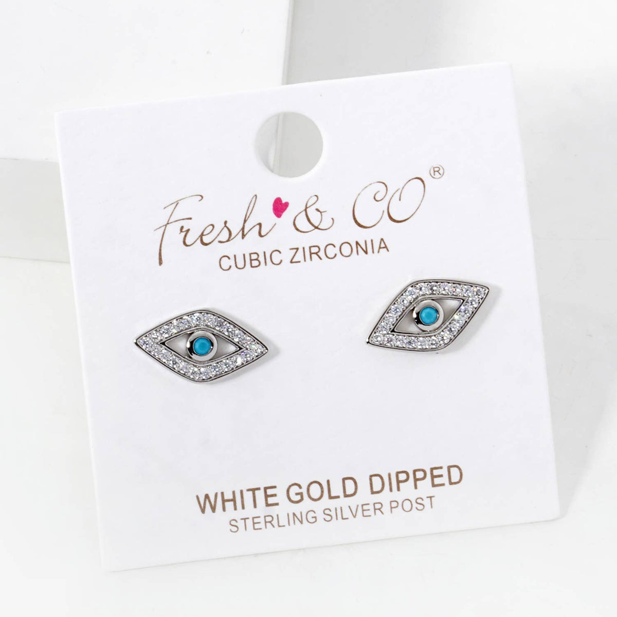 Gold Cubic Evil Eye Stud Earrings