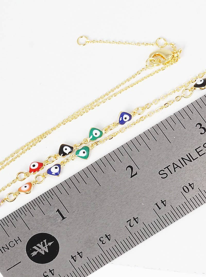 Gold Heart Evil Eye Multicolor Necklace