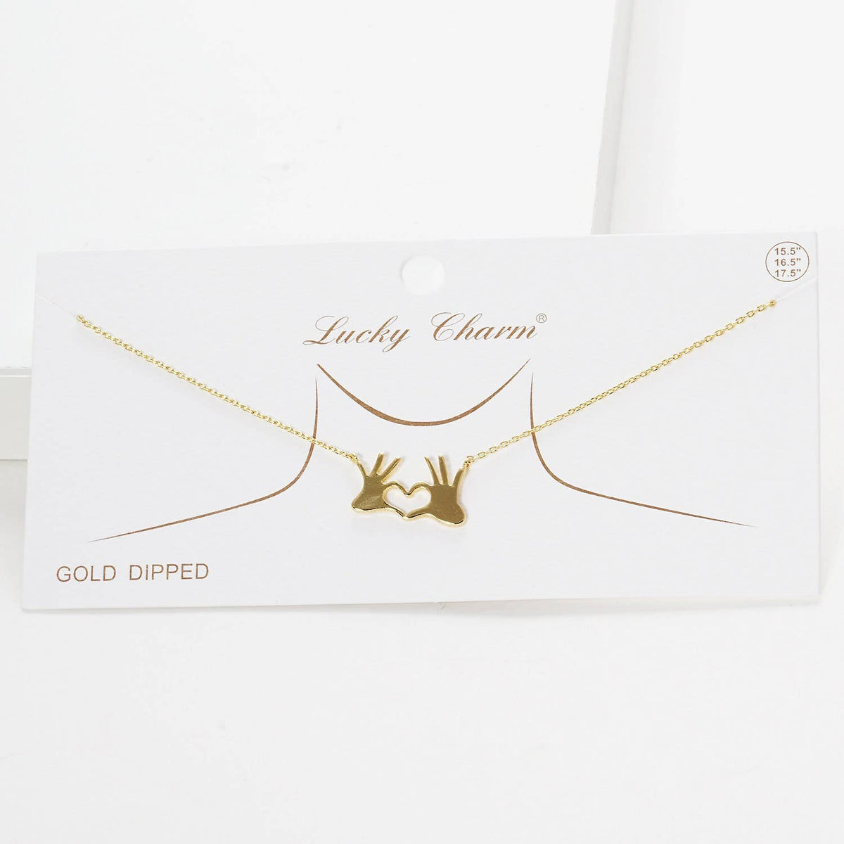 Gold Plated Double Hand Love Heart Necklace