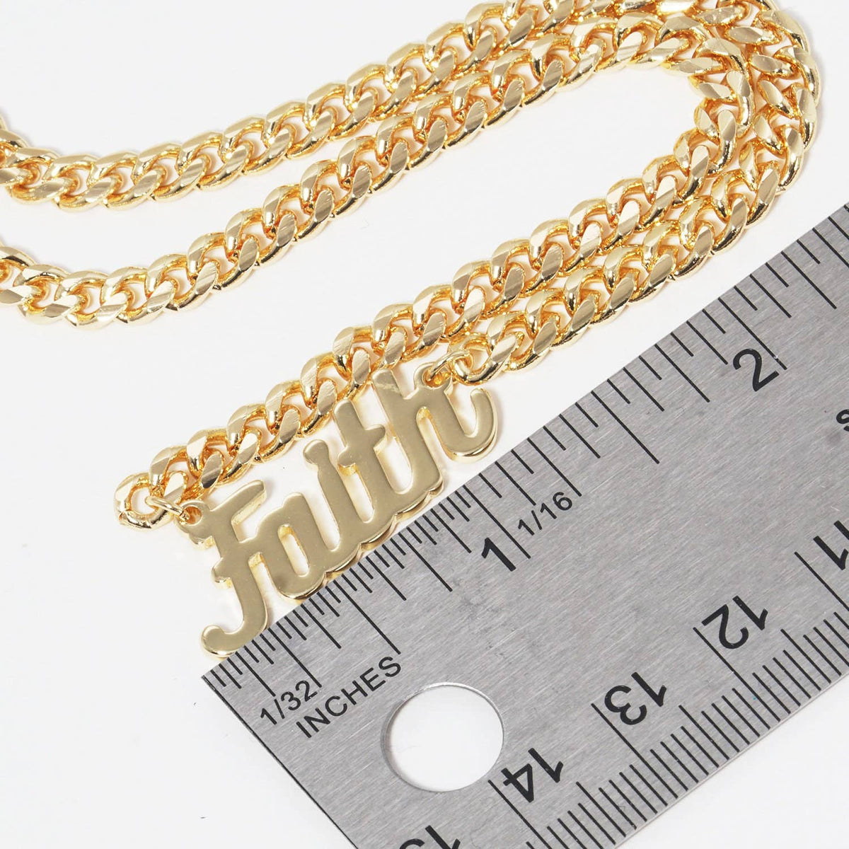 Gold Plated Cuban Link FAITH Necklace