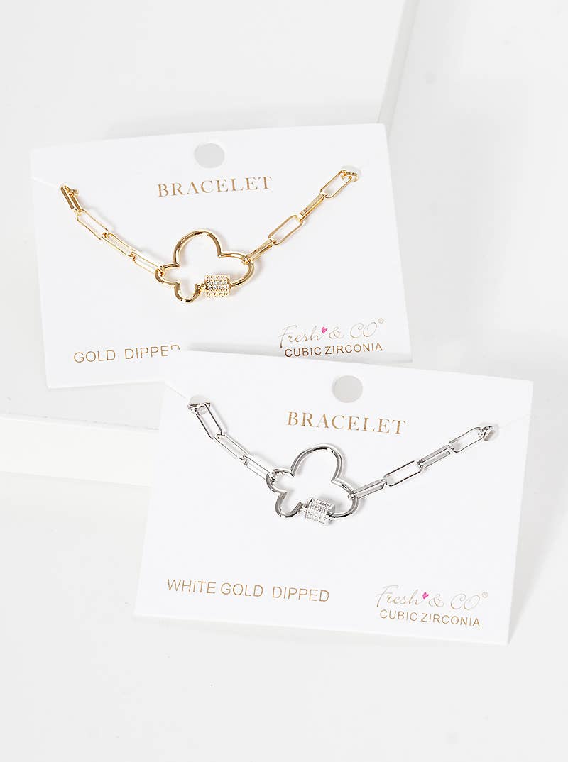 Minimalist Carabiner Clover Bracelet