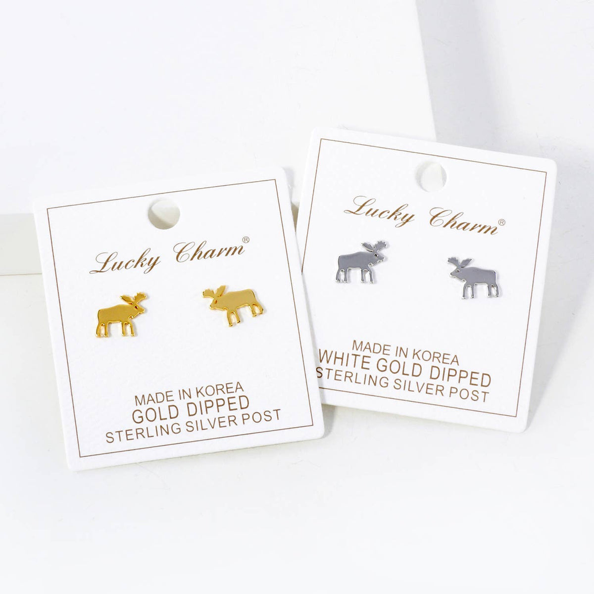 Reindeer 18K-Gold-Dipped Polished Brass Flat Stud Earrings