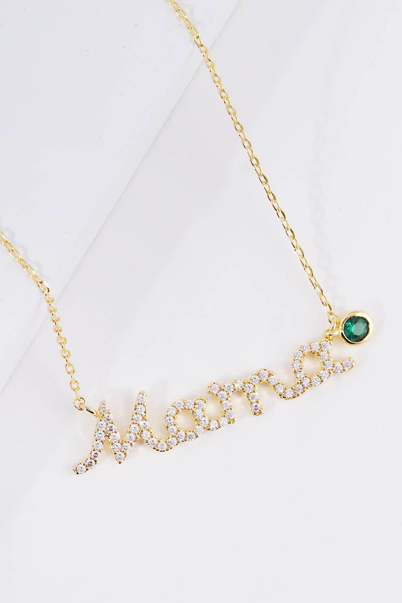 Gold Plated Birthstone Mama Necklace