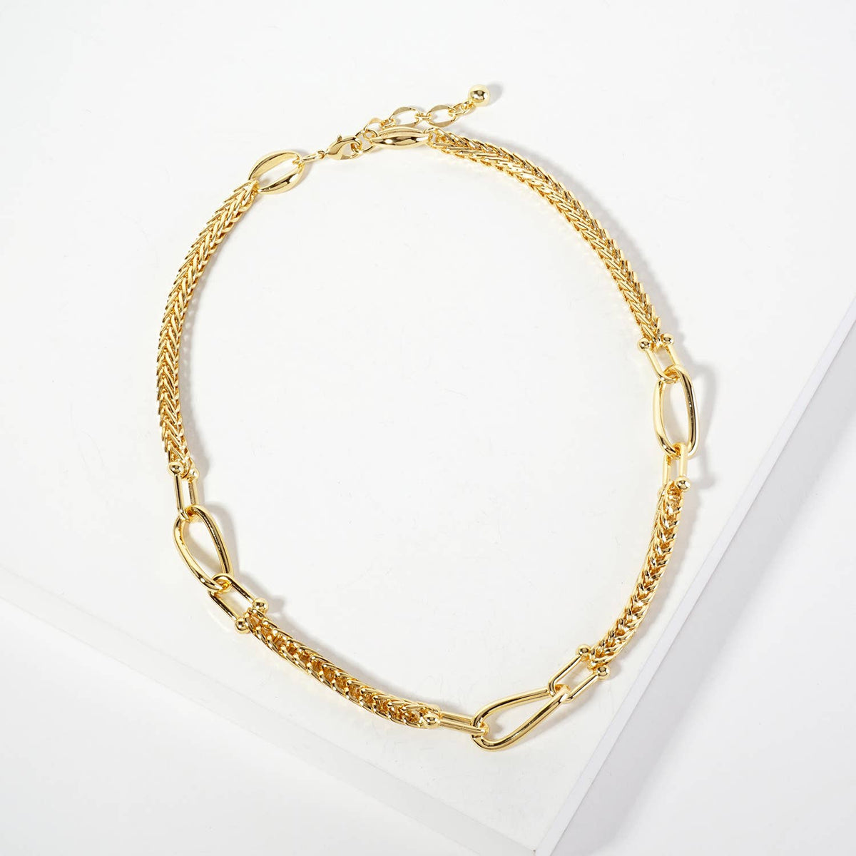 Interlocking Oval and HardWear Links Wheat-Chain Necklace