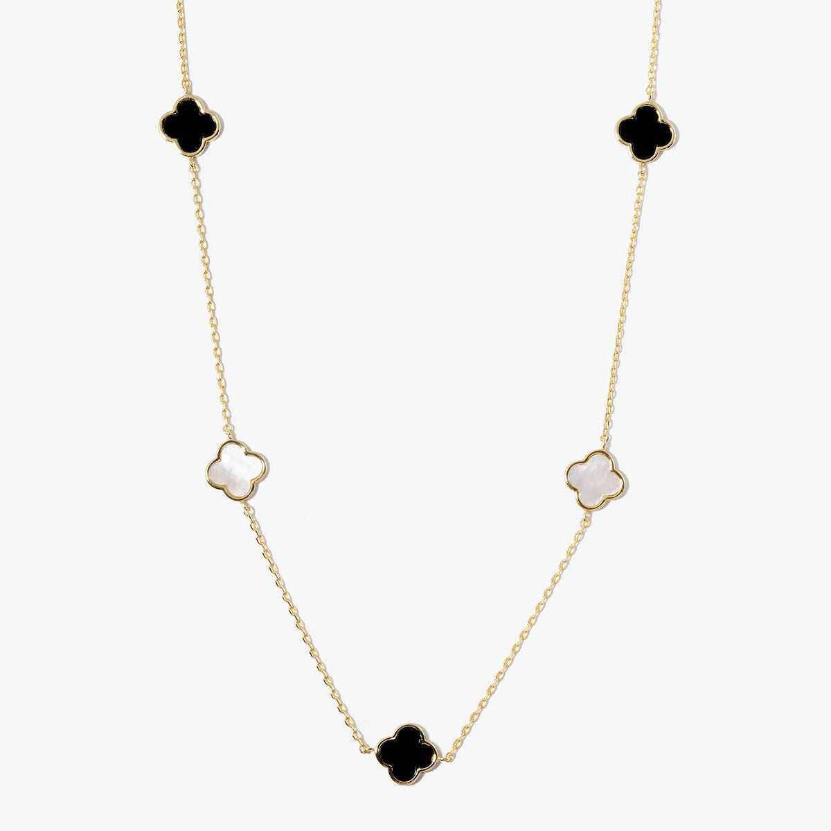 5 Semi-Precious Quatrefoil Pendant 24 Inch Long Station