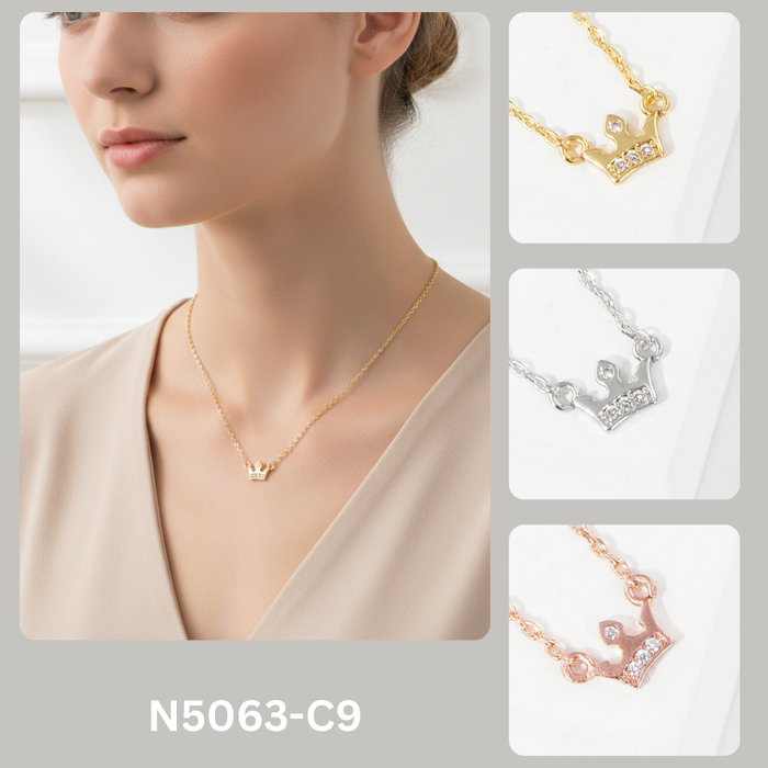 Minimalist Dainty Crown Pendant Necklace