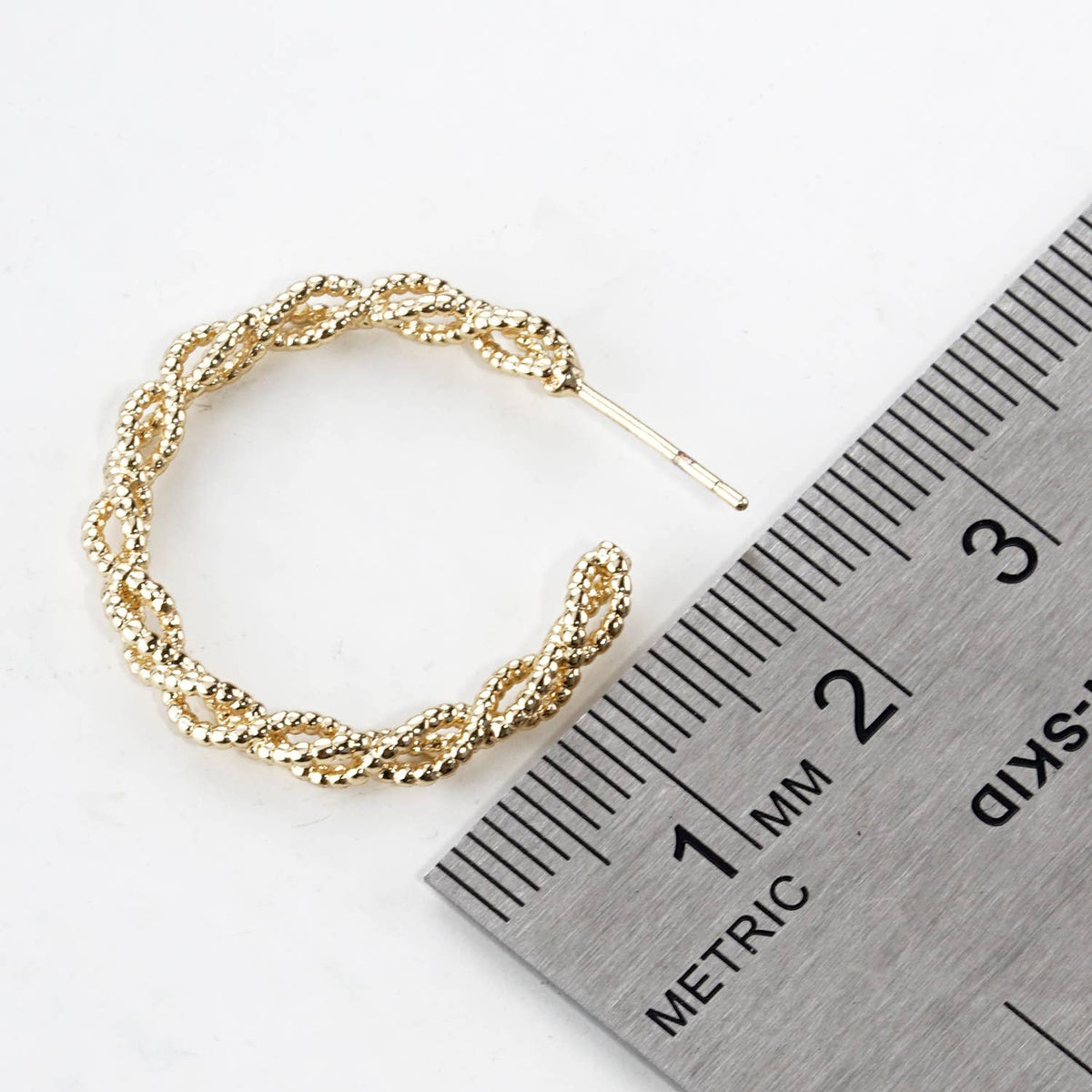 Twisted Textures Sterling Silver Post Hoop Earrings