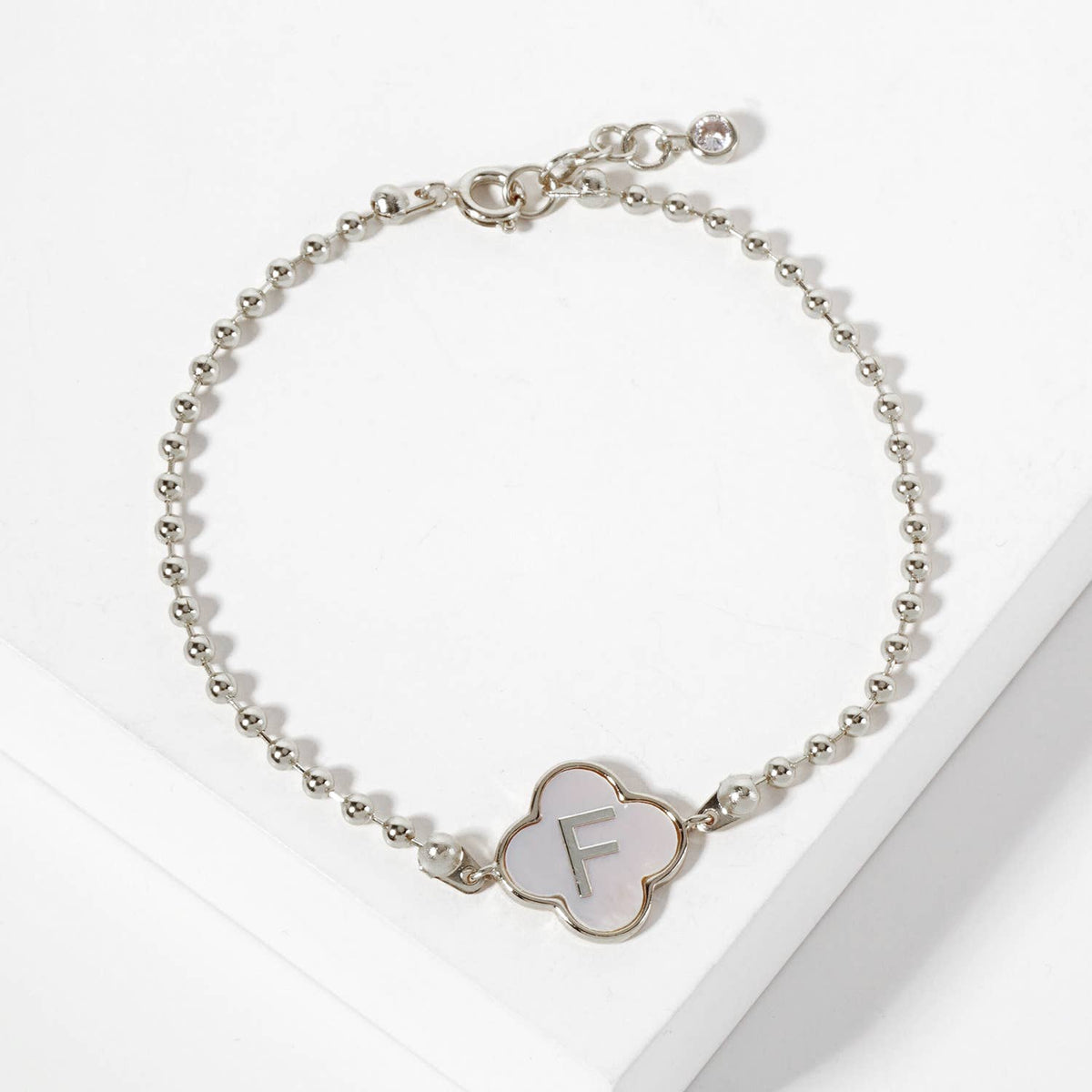 Dainty Gold Dipped Initial Clover Bracelet